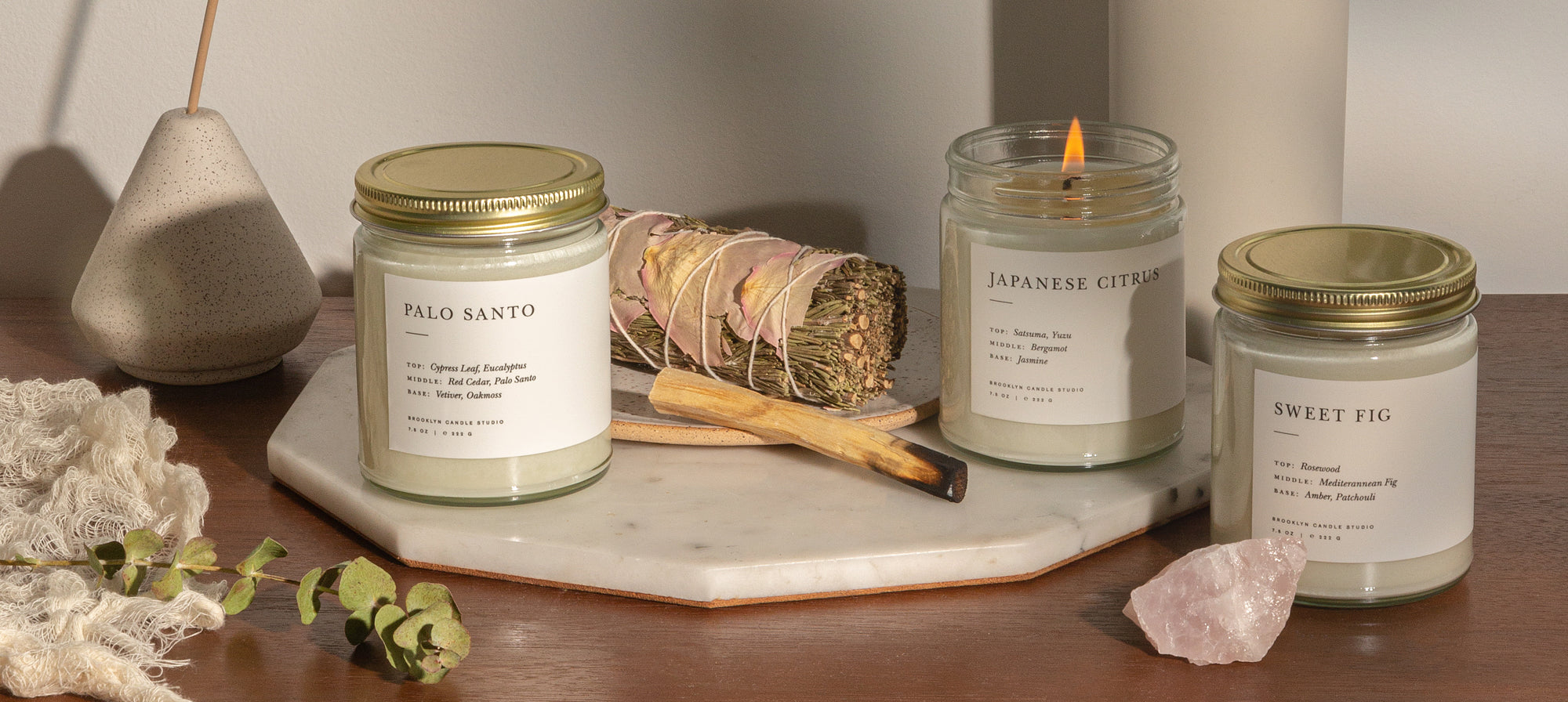 Brooklyn Candle Studio Palo Santo, Japanese Citrus, Sweet Fig candle