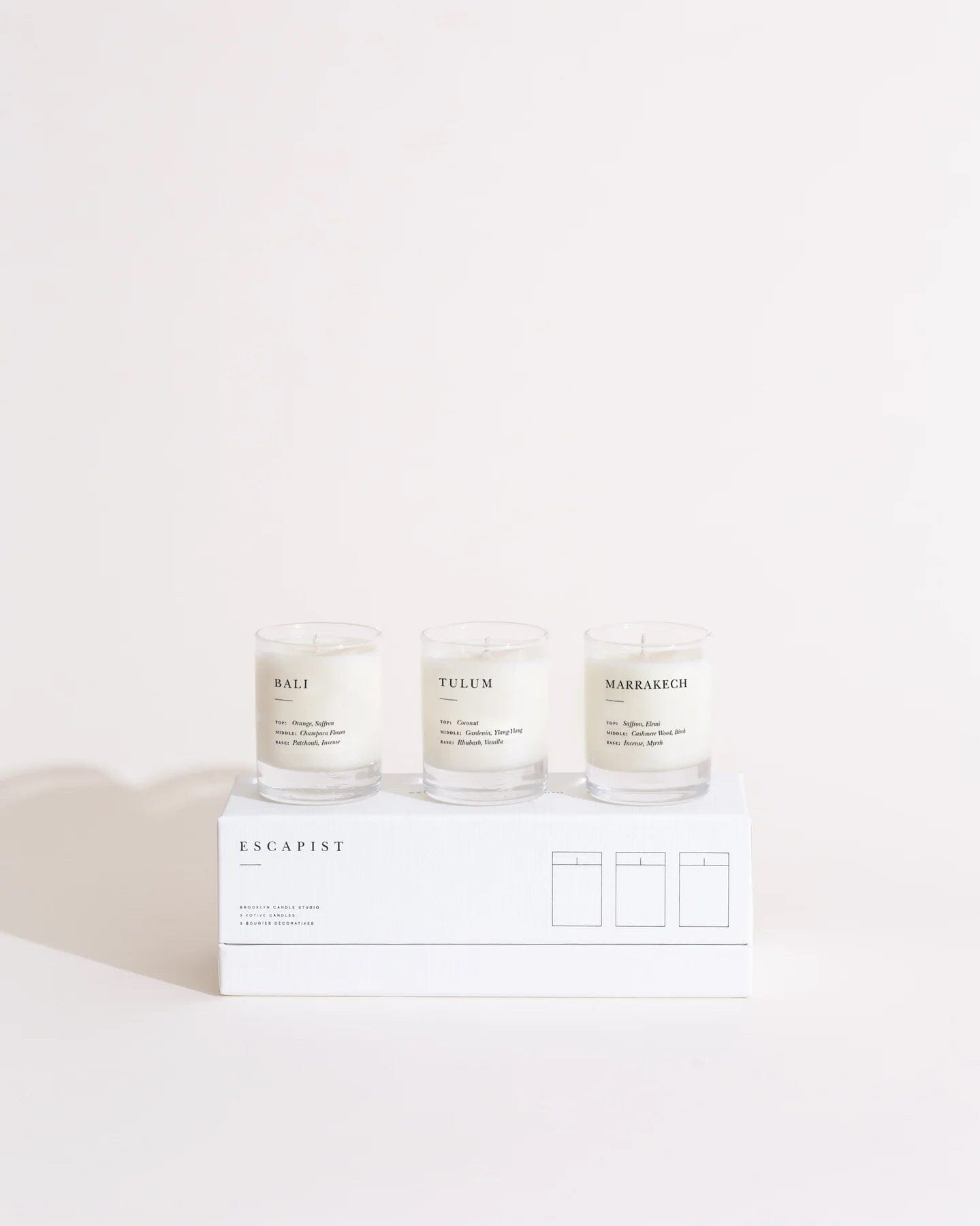 Escapist Mini Candle Set Escapist Collection Brooklyn Candle Studio Wanderlust: Bali/Marrakech/Tulum 