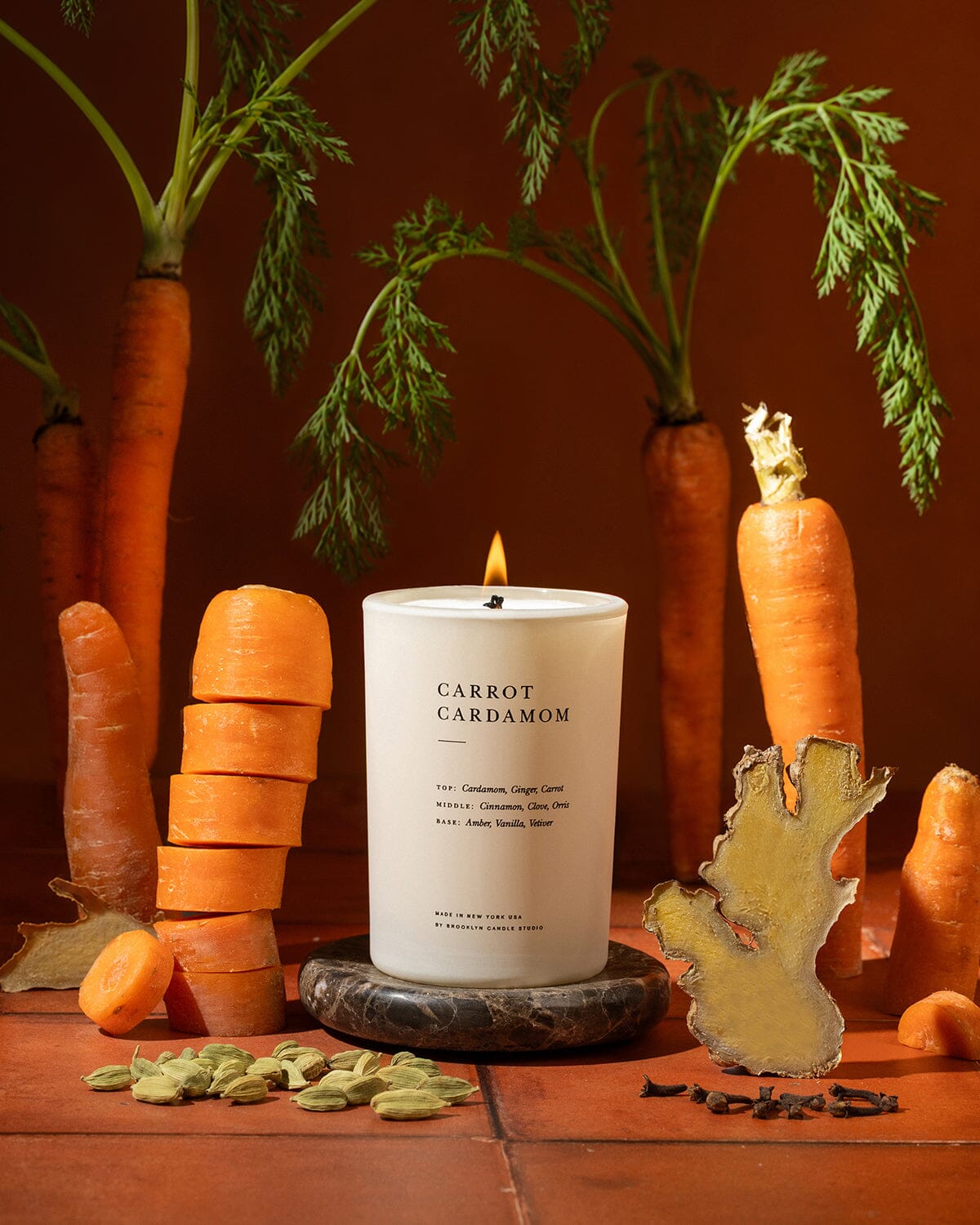 Limited Edition Carrot Cardamom Candle First Friday Flames 2026 Brooklyn Candle Studio