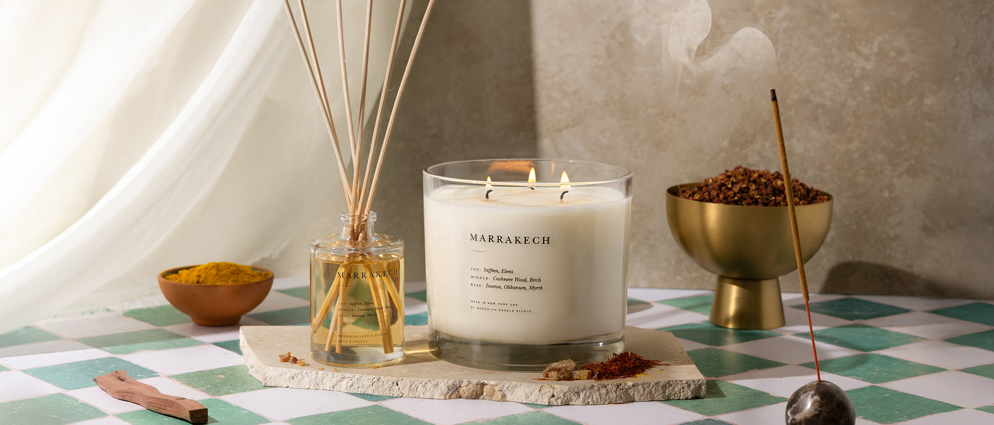 Marrakech XL 3-Wick Candle and Reed Diffuser Brooklyn Candle Studio