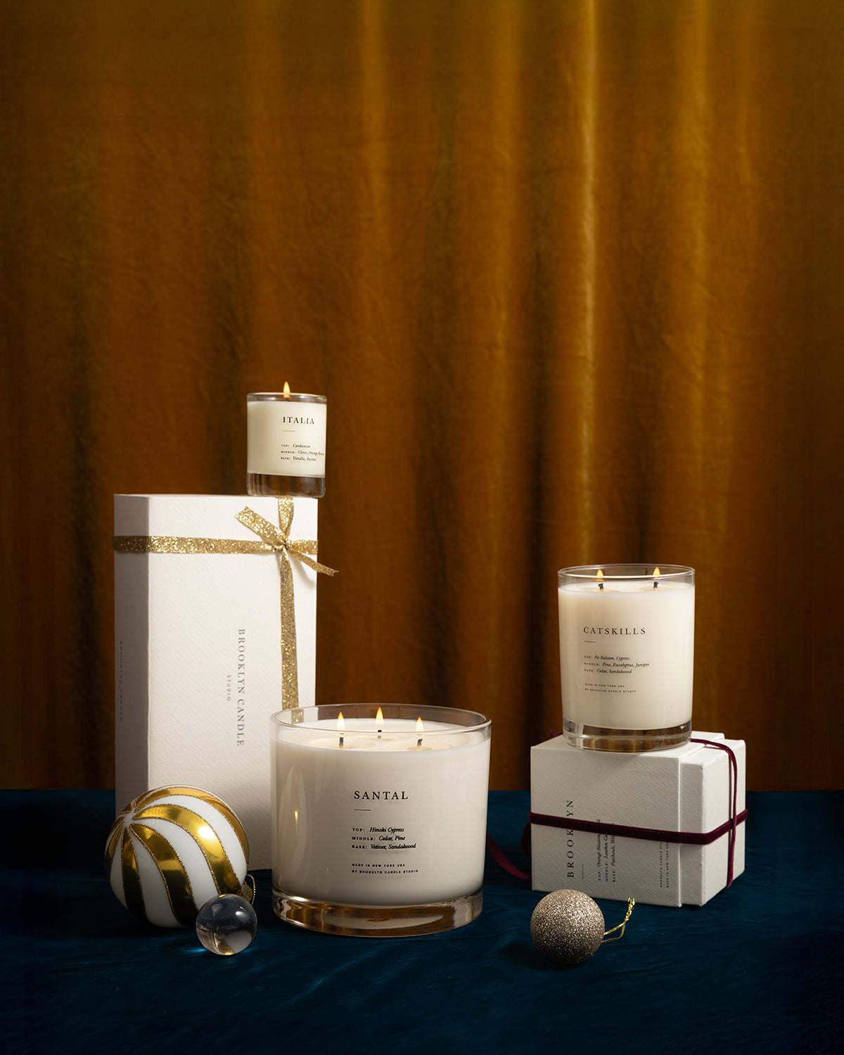 Italia Votive Candle, Santal XL Candle, Catskills 2-Wick Candle