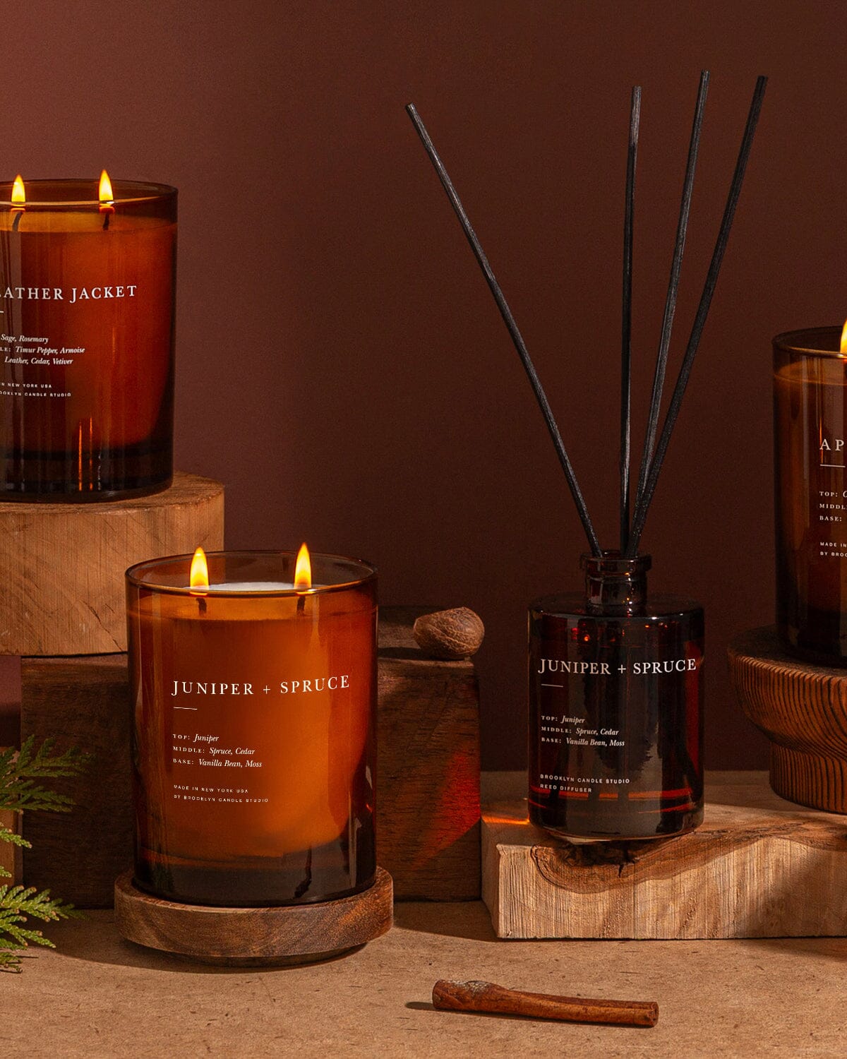 Juniper + Spruce Candle + Diffuser Duo 2026 Cabin Collection Brooklyn Candle Studio 