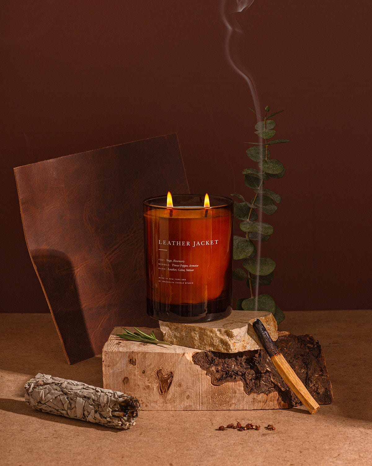 Leather Jacket 2-Wick Candle Limited Edition Brooklyn Candle Studio 