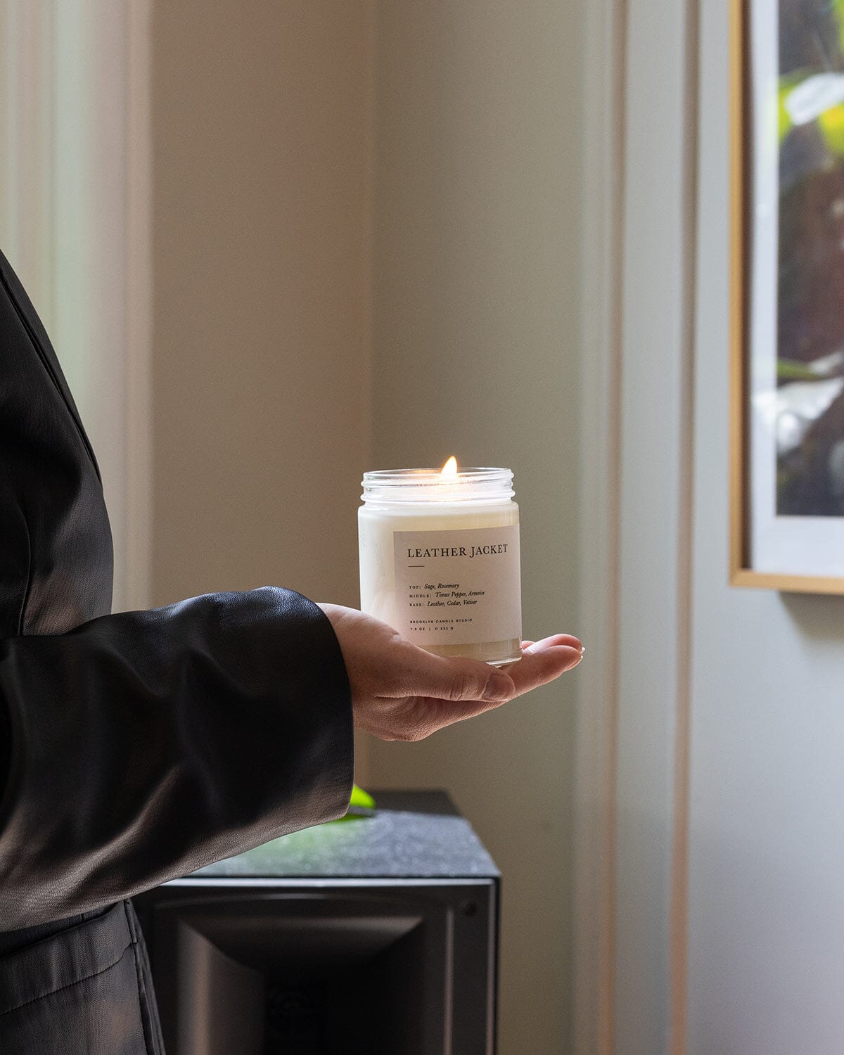 Leather Jacket Jar Candle Minimalist Brooklyn Candle Studio 
