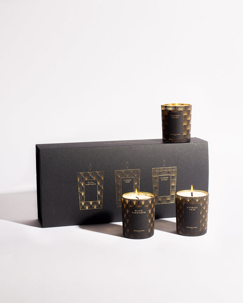 Black Tie Mini Holiday Candle Trio Limited Edition Brooklyn Candle Studio 