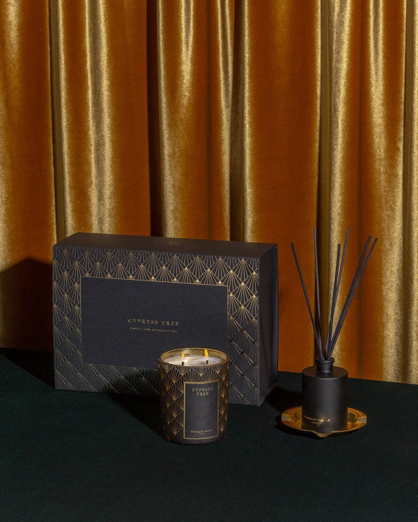 Cypress Tree Holiday Candle + Diffuser Gift Set Limited Edition Brooklyn Candle Studio 