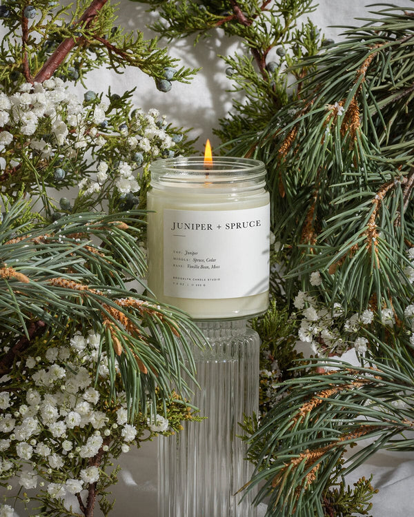 Limited Edition Juniper + Spruce Candle Minimalist Brooklyn Candle Studio 